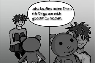 Ausschnitt des Comics in schwarz-weiß