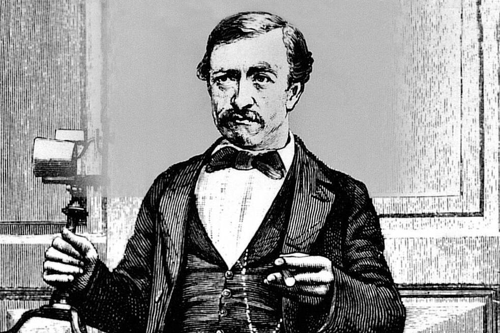 Die Abbildung zeigt den deutschen Physiker und Erfinder Johann Philipp Reis (1834-1874 ). 1860 entwickelte er die elektrische Sprachübermittlung, das Telefon.