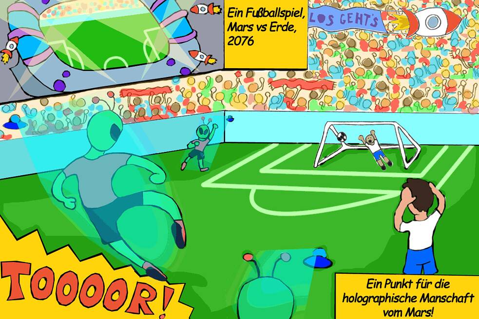 Comiczeichung eines Fussballspiels