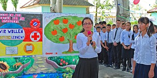 Projektpräsentation an der Staatlichen spezialisierten Internatsschule Nr. 21 in Andijan