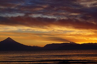 Sonnenuntergang über dem Vulkan Osorno