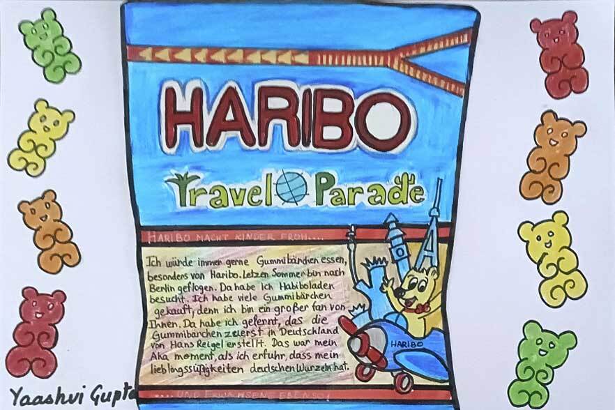 Zeichnung mit einer Packung Haribo Gummibärchen