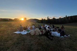 Picknick bei Sonnenuntergang
