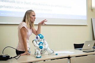 Beim Schnupperstudium an der TH Wildau lernte die Gruppe den Studiengang Telematik kennen 