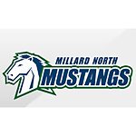 Schullogo mit einem Pferd und der Schrift "Millard North Mustangs"