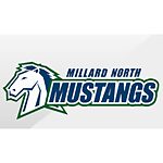 Logo Schullogo mit einem Pferd und der Schrift "Millard North Mustangs"