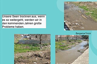 Drei Fotos von ausgetrockneten Gewässern