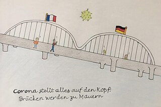 Brücken werden zu Mauern © Goethe-Institut/Eloise Zeichnung von Eloise aus Frankreich zum Thema "Brücken werden zu Mauern"