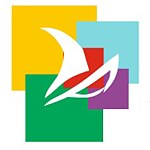 Verschiedene bunte Kästen auf weißem Grund